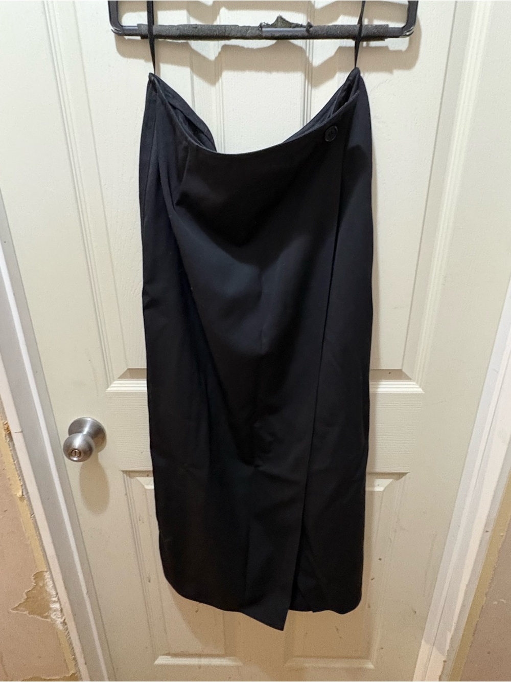 DKNY Black Pencil Midi Skirt with Wrap Detail